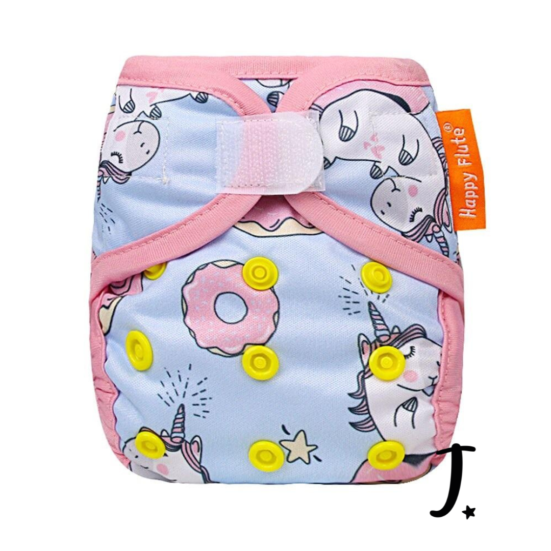 Happy Flute Newborn Velcro diaper cover, Unicorn
