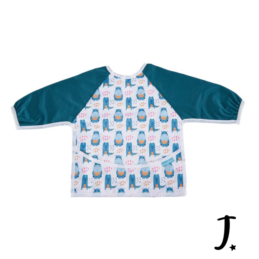 Long sleeve bib - Hippo and croc