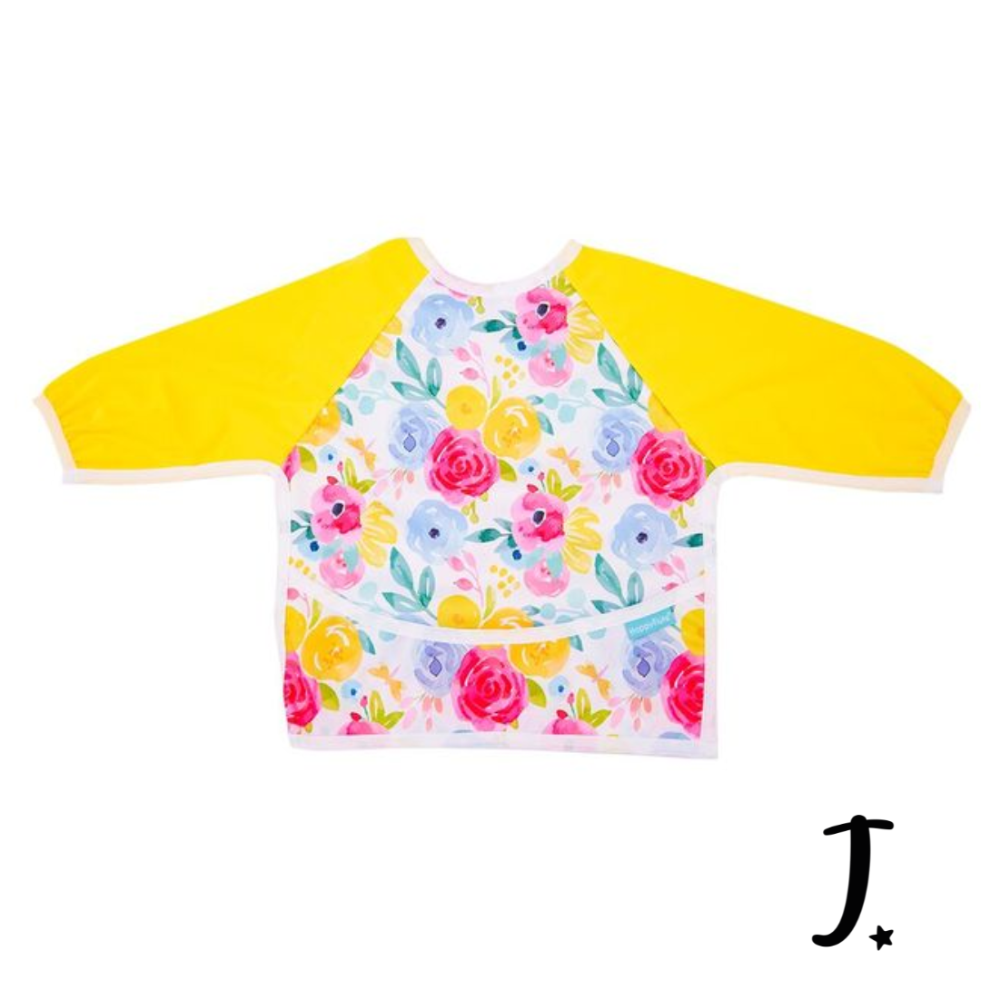 Long sleeve bib - Waterpaint flowers