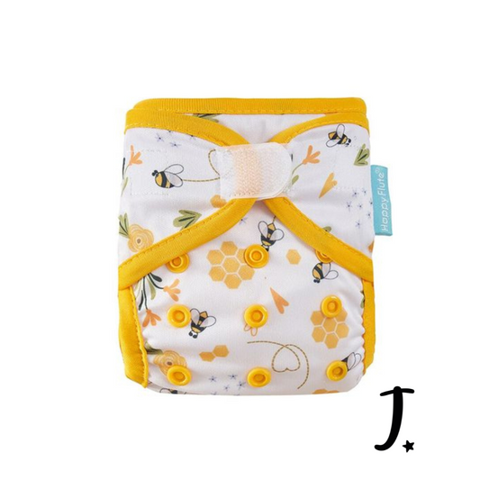 Happy Flute Newborn Velcro diaper cover, honey bees