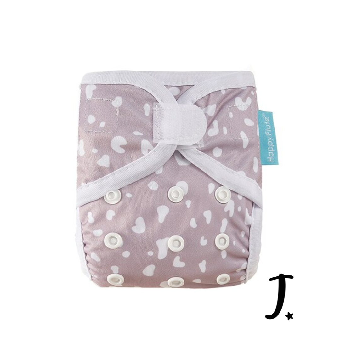 Happy Flute Newborn Velcro diaper cover, Nude leopard