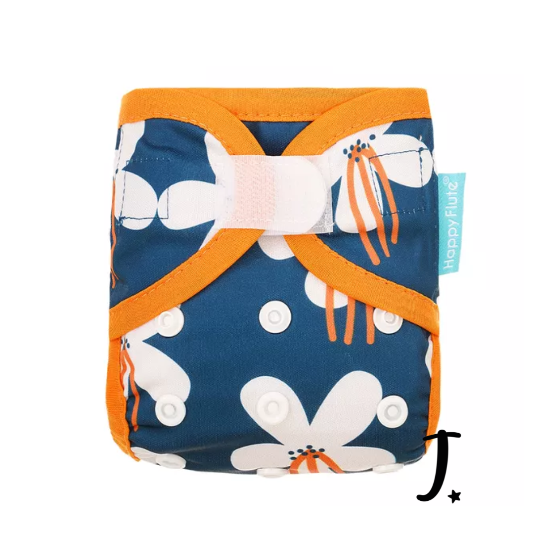 Happy Flute Newborn Velcro diaper cover, Big flowers