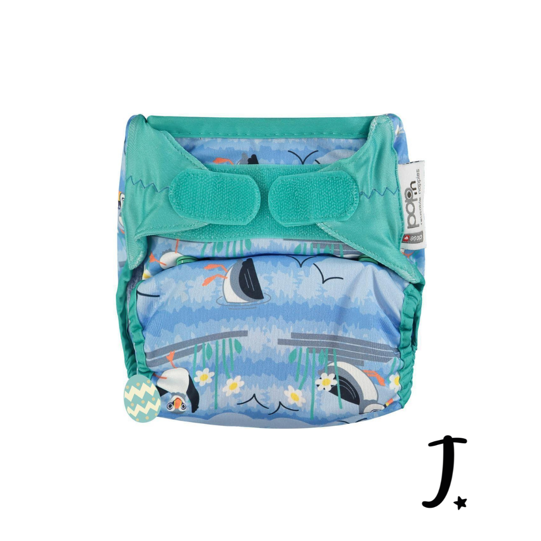 PopIn Single Printed Nappy Bamboo - Puffin