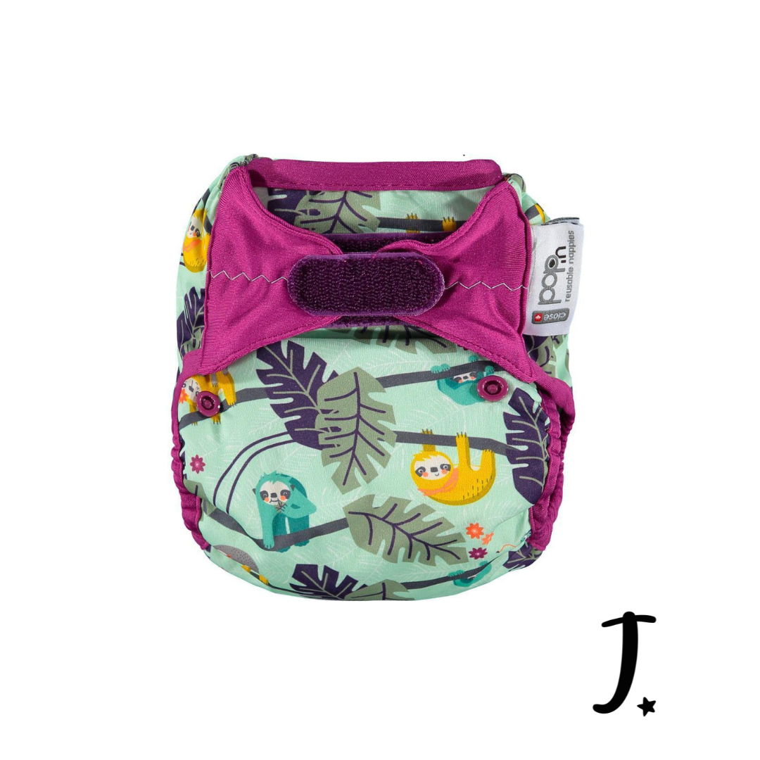 PopIn Single Printed Nappy Bamboo - Sloth