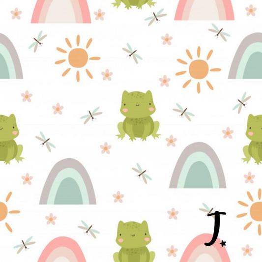 Rainbows and froggies, fleece blanket